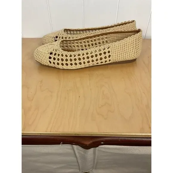 Lucky Brand Women's Avelly‎ Square Toe Macrame Cream Color Flats NWOB Size 11 - Picture 3 of 7